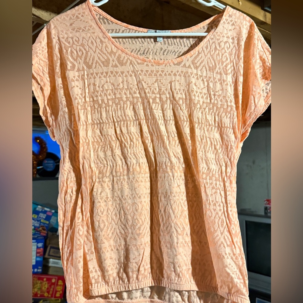 Charlotte Russe Orange Cap Sleeve Ribbed Blouse